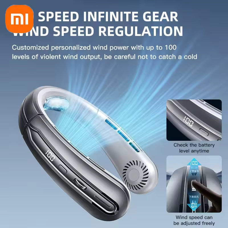 Xiaomi New Neck Air Conditioner Portable Neck Fan Rechargeable Semiconductor Refrigeration Leafless Fan Outdoor Personal Wearabl Image 2
